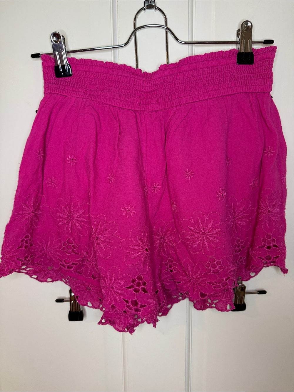 abercrombie kids Hot Pink Embroidered Floral Shorts